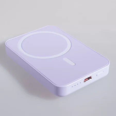 Cargador Portatil Power Bank con carga inalambrica 5000 Mah - Violeta